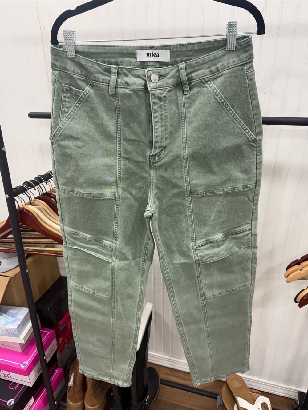 NWOT Women’s mica Olive Straight-Leg Utility Pants Sz 30